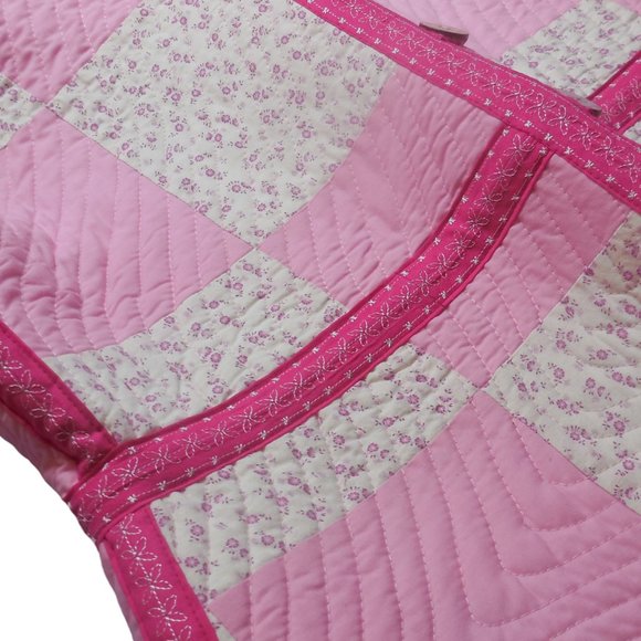 Vintage Vest Quilted Patchwork Cotton button down pink floral size Large Petite - Picture 5 of 17